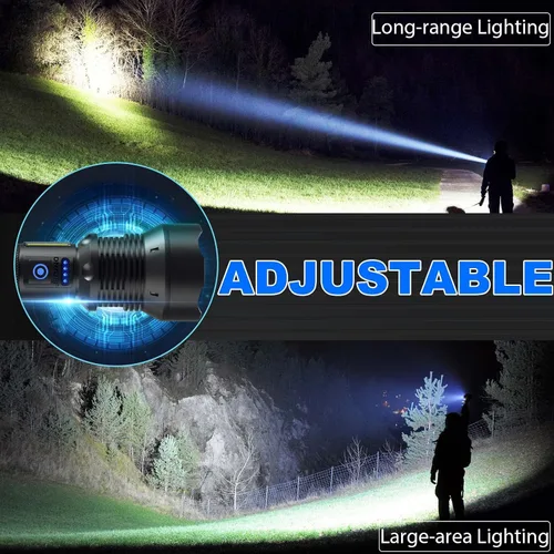 Vista 8 de Cinlinso Linternas Recargables de Alto Lúmenes, 99,000 Lúmenes Linterna LED Súper Brillante, Linterna con 7 Modos, IPX6 Impermeable, Linterna