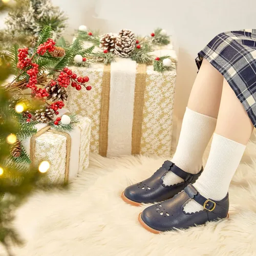 Vista 2 de Felix & Flora - Zapatos planos de vestir estilo Mary Jane para niña pequeña, zapatillas de ballet para niña, zapatos para fiestas y escuela