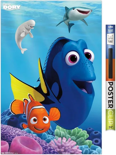 Vista 17 de Trends International Disney Pixar Finding Dory - Póster de pared de Dory, 14.725 x 22.375 pulgadas, versión enmarcada de madera de granero