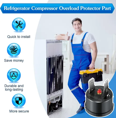 Vista 6 de Dreyoo Protector de sobrecarga para compresor de refrigerador, 2 piezas, compatible con 6750CL0001D/LG y Kenmore Refrigeradores Compresor Termistor