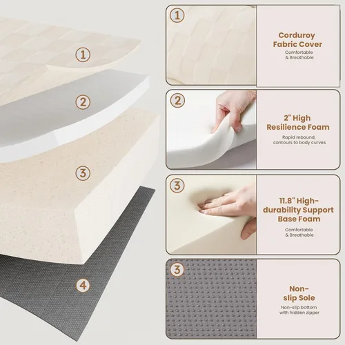 Vista 6 de Sofá modular seccional, sofá deshuesado en forma de L de 108 pulgadas con asiento profundo, sofá nube de pana para sala de estar, dormitorio,