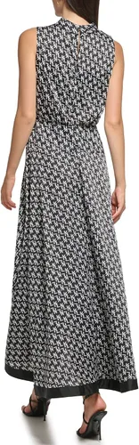 Vista 4 de Karl Lagerfeld Paris Vestido largo alto y bajo Blak y blanco para mujer