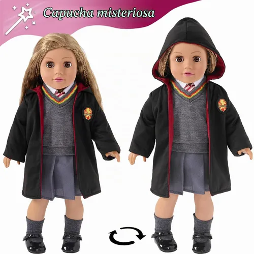 Vista 3 de Ropa y accesorios de muñeca de 18 pulgadas, el conjunto de disfraz de uniforme escolar incluye zapatos para niñas (sin muñeca)