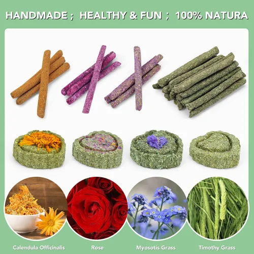 Vista 5 de VESPRO Juguetes de conejo para conejos, juguetes masticables de conejo para dientes, conejito para conejos, cobayas, juguetes para masticar, palitos