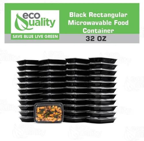 Vista 4 de Paquete de 100 recipientes reutilizables para almacenamiento de alimentos de 32 onzas con tapas, rectangulares sin BPA, aptos para microondas