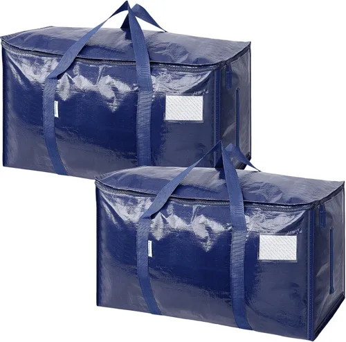 Vista 35 de TICONN Paquete de 2 bolsas de mudanza extra grandes resistentes con cremalleras y asas de transporte, bolsas de almacenamiento duraderas