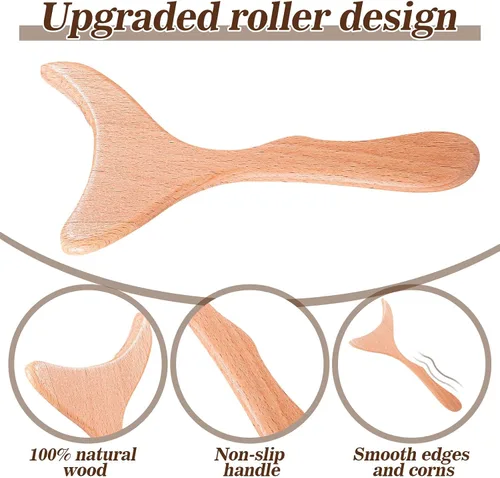Vista 6 de Herramientas de masaje de terapia de madera 7 pulgadas de drenaje linfático de madera masajeador removedor de celulitis herramienta de escultura
