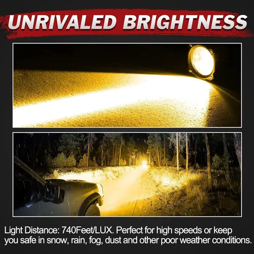 Vista 3 de Luces LED redondas de 3 pulgadas de 50 W, luces de conducción de motocicleta ámbar, luces LED ámbar, luces antiniebla redondas, 2