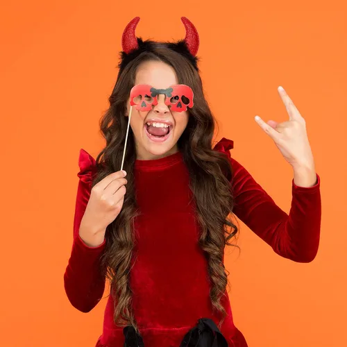 Vista 7 de Chuangdi 4 piezas de diadema de cuernos de diablo con purpurina para Halloween, accesorio de cosplay