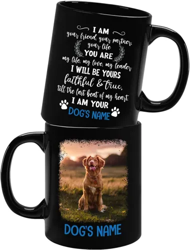 Vista 9 de Tazas de café personalizadas, regalo para cumpleaños de amantes de los perros, taza de cerámica de 11 onzas y 15 onzas, taza de café negra