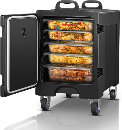 Vista 9 de Calentador de alimentos con ruedas, calentador de alimentos de carga frontal de 82 cuartos de galón, contenedor de alimentos aislado LLDPE con asas