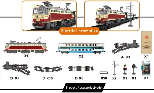 Vista 2 de Juego de tren eléctrico, locomotora de vapor eléctrica de aleación SS7C con vagones de pasajeros y pista larga, modelo realista con luces, sonidos