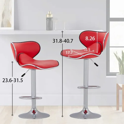 Vista 3 de Vnewone Taburetes de bar modernos de altura de mostrador, juego de 2 taburetes de bar giratorios, asiento ajustable en altura con respaldo, comedor