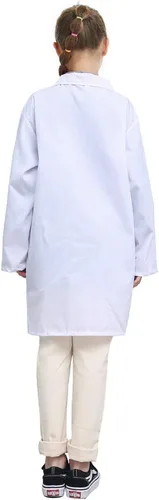 Vista 2 de Abrigo de laboratorio blanco para niños, abrigo de laboratorio para el día de la carrera, científico, juego de rol, disfraz de Navidad