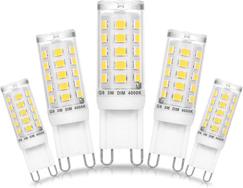 Vista 10 de Ziomitus Bombillas LED G9 regulables que reemplazan 30 W, 25 W, 20 W, halógeno, G9, 3 W, 2700 K, blanco cálido, LED T3 T4 transparente, AC120V