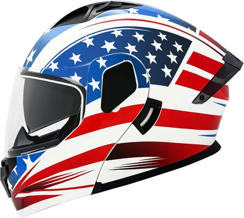 Vista 9 de Cascos modulares abatibles de doble visera para motocicleta, de cara completa, para adultos, BMX, de cuatro ruedas, para hombres y mujeres, aprobado