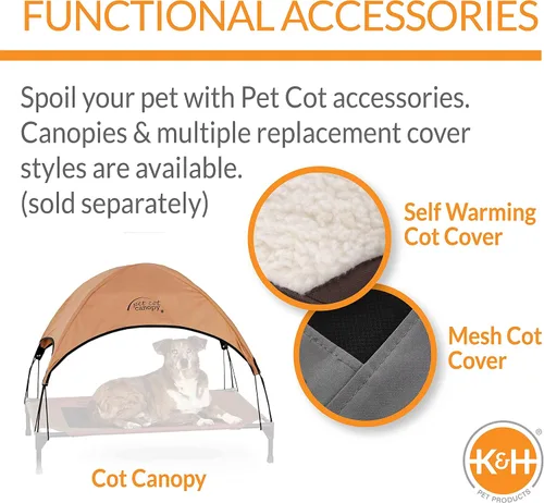 Vista 6 de K&H PET PRODUCTS - Cuna elevada para mascotas con centro de malla, varios tamaños