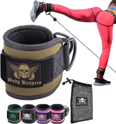 Vista 14 de Accesorio de cable de tobillo para gimnasio con correa ajustable, anillos en D dobles duraderos y diseño acolchado para ejercicios de glúteos