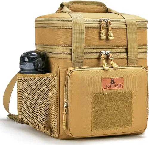 Vista 8 de HSHRISH Lonchera táctica grande expandible para adultos, bolsa de almuerzo duradera aislada con correa para el hombro, bolsa de refrigeración suave