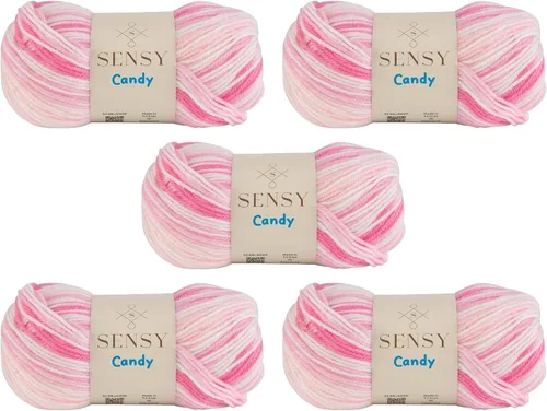 Vista 35 de Sensy Candy Yarn - Hilo de 5 madejas, 3.5 onzas, 251 yardas, multicolor para ganchillo y tejido, calibre ligero 3