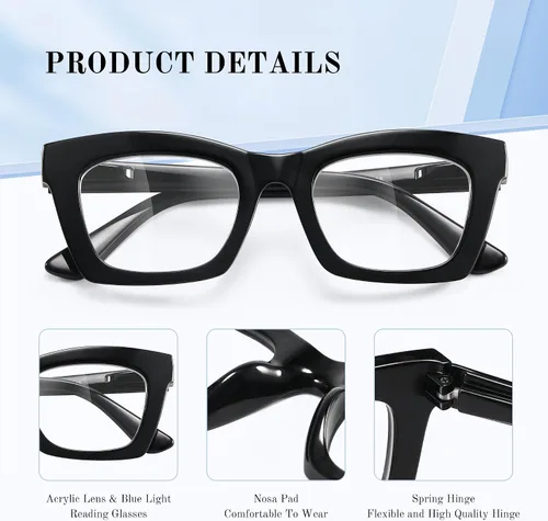Vista 5 de Reading Glasses for women-3Pack Blue Light Blocking Computer Readers with Spring Hinge Fashion Eyeglasses
