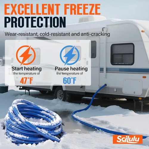 Vista 6 de Manguera de agua caliente de 15 pies para RV, protección contra congelamiento hasta -45°F, sin plomo y sin BPA, agua potable segura para campistas