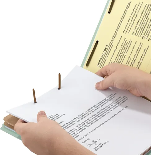Vista 4 de Smead Carpeta de archivos de clasificación de cartón prensado 100% reciclado, 2 divisores, expansión de 2 pulgadas, tamaño legal, gris/verde, 10 por