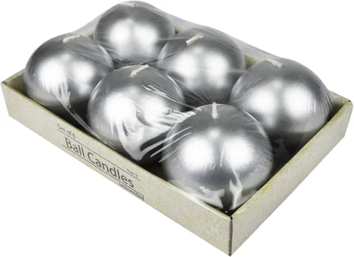 Vista 2 de Zest Candle Velas de bola de 6 piezas, 3 pulgadas, plata metálica