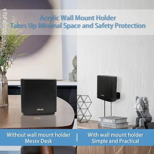 Vista 2 de Soporte de pared para ASUS ZenWiFi AX Whole-Home Tri-Band Mesh WiFi 6 System (XT8) (CT8) (XT9) AC300, soporte de pared con soporte compatible