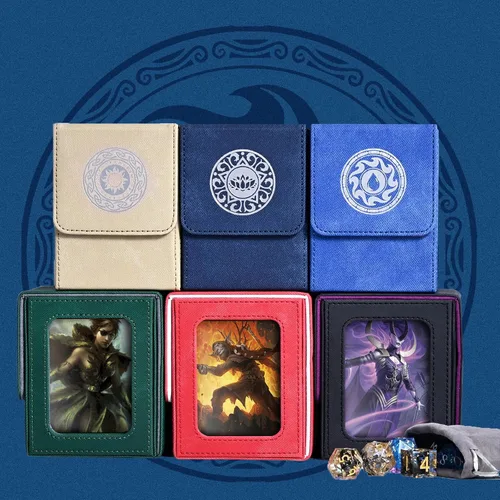 Vista 7 de Caja de almacenamiento de cartas Infinity Guard para MTG con pantalla para comandante para más de 100 cartas con doble funda, caja de almacenamiento