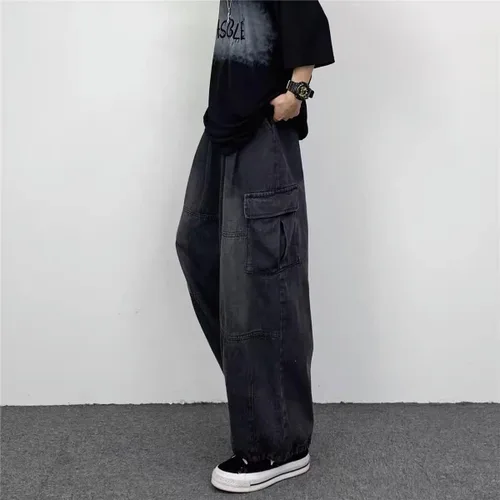 Vista 2 de Grunge Pantalones holgados Y2K Emo Alt Cargo Pant Fairycore Demin Cloting Estético Jogger Pantalones deportivos Hiphop Tripp Streetwear