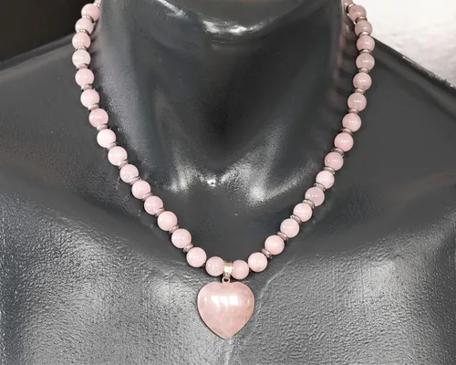 Vista 17 de Colgante de corazón de aventurina natural, Collar de cuentas de aventurina genuina, Collar de piedra verde, Collar de piedras preciosas, Cuentas
