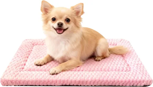 Vista 30 de Tapete de cama para perro, almohadilla reversible para jaula de perro con alfombrilla lavable y espuma suave, cama plana para mascotas para perros