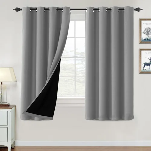 Vista 148 de H.VERSAILTEX Cortinas 100% de opacidad para dormitorio, con aislamiento térmico, cortinas opacas de 63 pulgadas de largo, cortinas de bloqueo