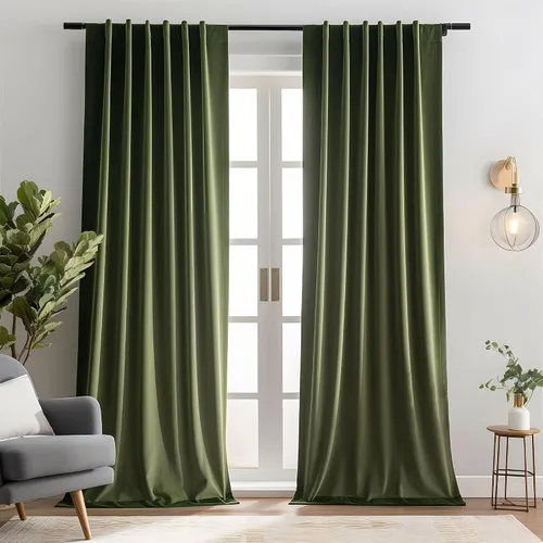 Vista 9 de Cortinas opacas de terciopelo negro para sala de estar, 52 pulgadas de ancho x 63 pulgadas de largo, cortinas opacas de lujo para dormitorio