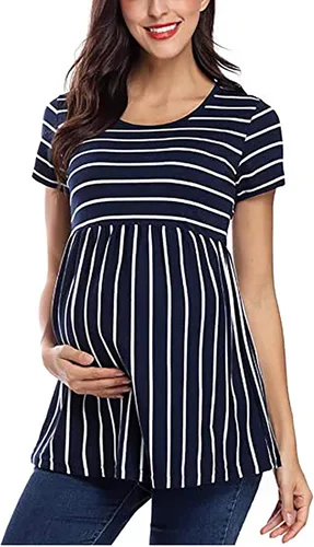 Vista 2 de Camisetas de manga estampada para embarazo, camisetas de maternidad para mujer, de moda, de maternidad, de 6 meses, para bebé niña