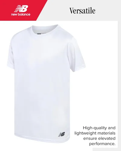 Vista 4 de New Balance Camisetas para niños, paquete de 2 camisetas deportivas de manga corta con cuello redondo para niños, ropa deportiva para niños