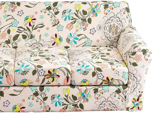 Vista 24 de Fundas elásticas para sofá de 1/2/3 cojines, funda estampada con fundas de cojín de asiento separadas, fundas de sofá lavables, protector de muebles