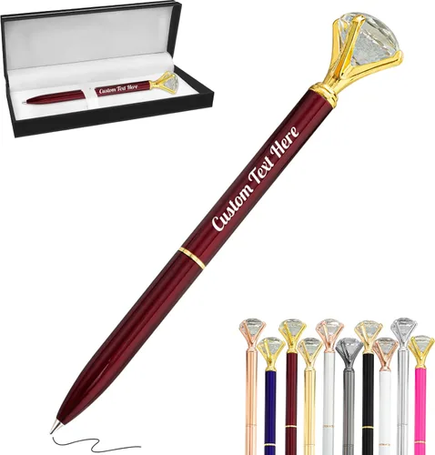Vista 91 de Aolun 10 bolígrafos de diamantes con cristal personalizados a granel, bolígrafo de metal personalizado con nombre grabado, regalos de texto
