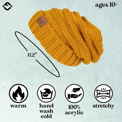 Vista 364 de Funky Junque Gorro de moda de punto trenzado de talla extragrande, grueso, abrigado, suave y holgado
