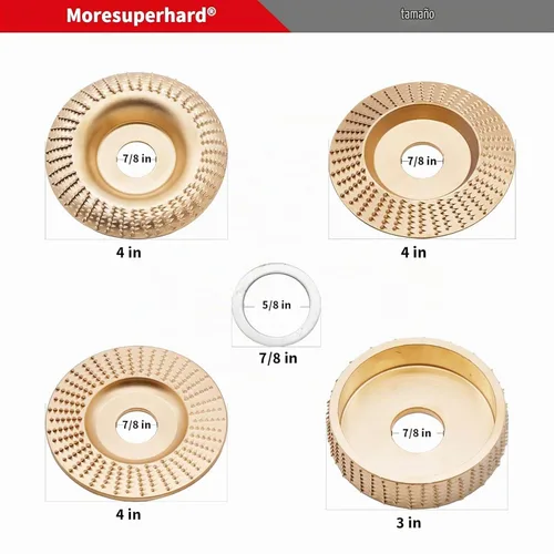 Vista 2 de Juego de discos de tallado de madera mejorados, 4 piezas para amoladora angular de 4 o 4-1/2 pulgadas con eje de 5/8 pulgadas, disco de moldeo