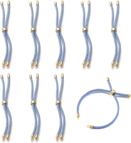 Vista 16 de 10 piezas de pulseras de cordón trenzado de nylon para hacer pulseras deslizantes ajustables con accesorios de latón dorado para accesorios de Negro