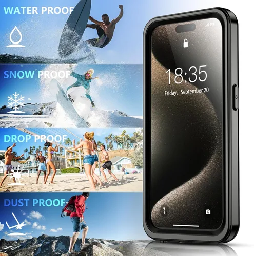 Vista 6 de Justcool Funda impermeable para iPhone 15 Pro Max [a prueba de caídas militares de 14 pies] [IP68 bajo el agua] protector de pantalla integrado