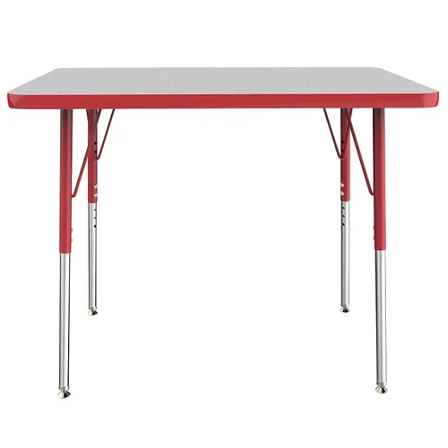 Vista 122 de FDP - Mesa rectangular para actividades escolares y de oficina (24 x 36 pulgadas), patas estándar con deslizadores giratorios, altura ajustable