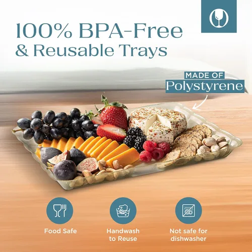 Vista 6 de Posh Setting - Bandejas doradas con purpurina para fiestas, platos de plástico de 9 x 13 pulgadas y bandejas de alimentos