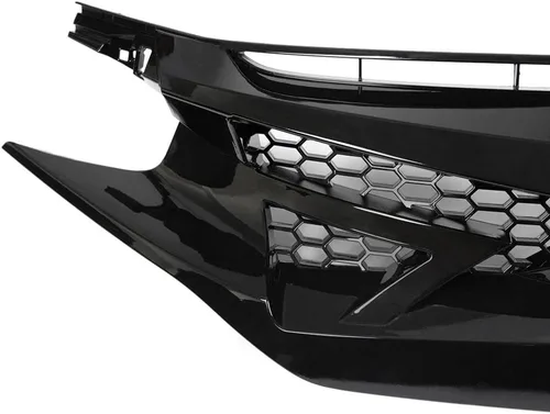 Vista 6 de G-PLUS Compatible con Honda Civic Sedan Coupé 2016-2018 Rejilla de malla parachoques delantero JDM estilo batalla parrilla capó parrillas + 2 cejas