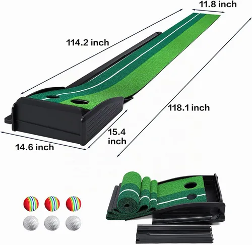 Vista 2 de Dollox Putting Green - Alfombrilla de Putting de Golf para Interiores, Alfombrilla con Retorno Automático de Pelota, Set de Mini Golf Accesorios