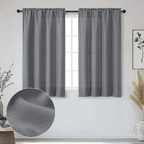 Vista 74 de OWENIE Bob Juego de 2 Paneles de Cortinas Negras de Cocina para Ventanas de 36 Pulgadas de Largo, Cortinas Cortas de Café con Textura de Lino