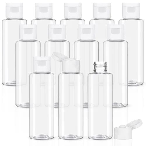 Vista 11 de Zubebe 36 piezas de botellas de viaje de plástico con tapa de disco abatible vacía, contenedores de viaje flexibles recargables para champú