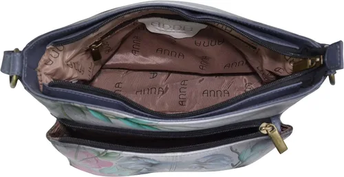 Vista 3 de Anna by Anuschka Womens Genuine Leather Large Cross-Body Handbag - Zip-Top Multi-Compartment Organizer